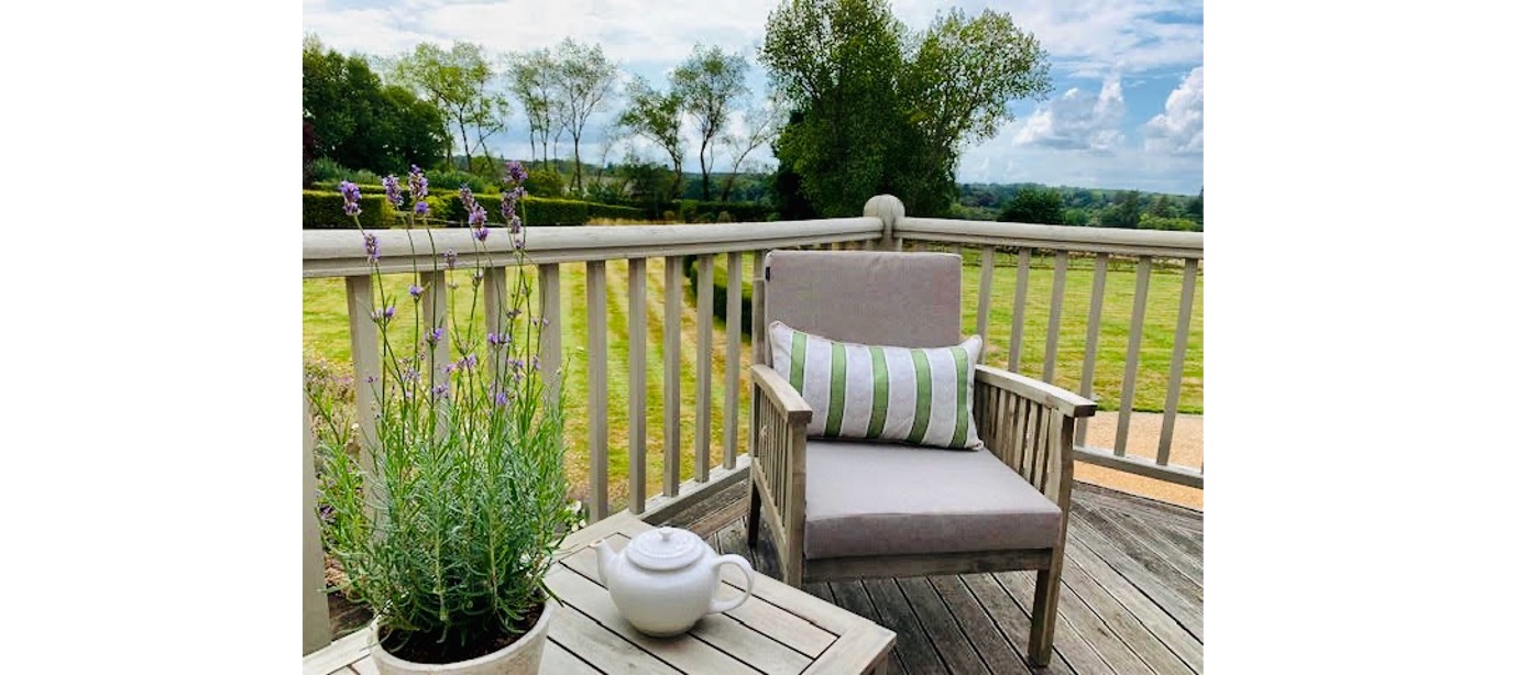 Looking out over the Weald, from the comfot of the balcony.